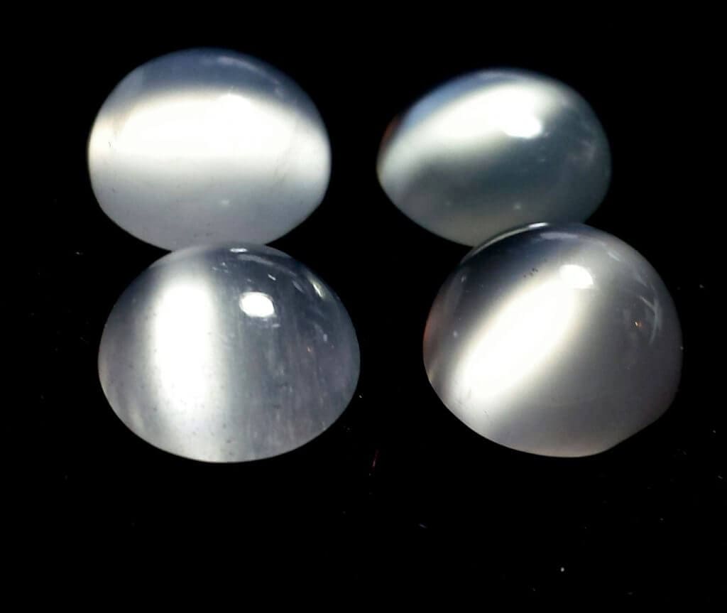 Moonstone Cats Eye Translucent Round 8mm (4 Pcs) Gold Crown Jewelry