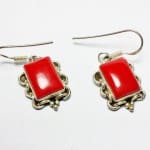 Rich Red Coral 926 Silver Earrings
