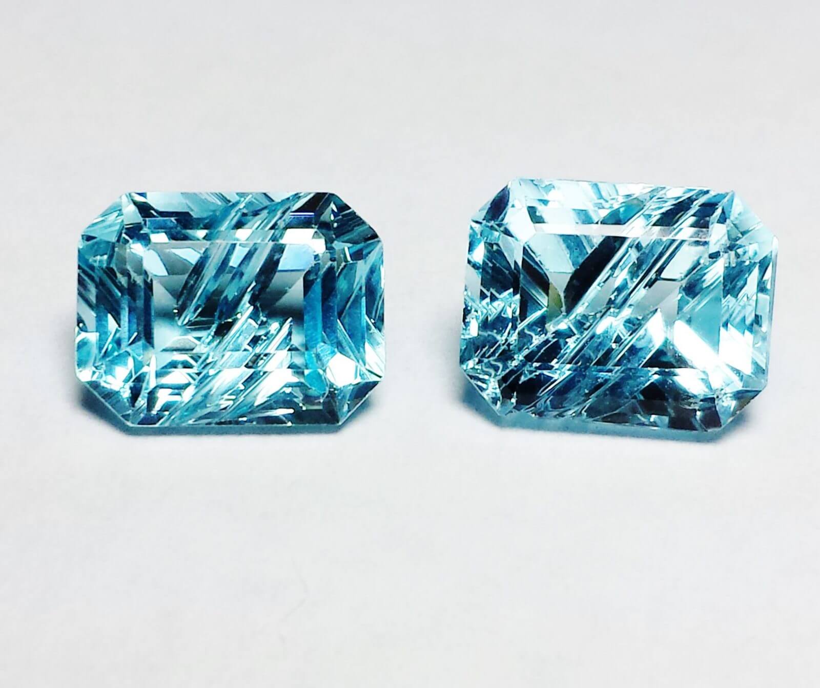 Topaz Blue Fancy Emerald Cut 10x8mm 7.96cts (2 Pieces Parcel) - Gold ...