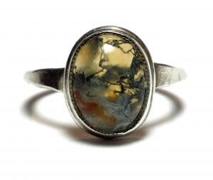 Vintage Oval Agate 925 Silver Ring