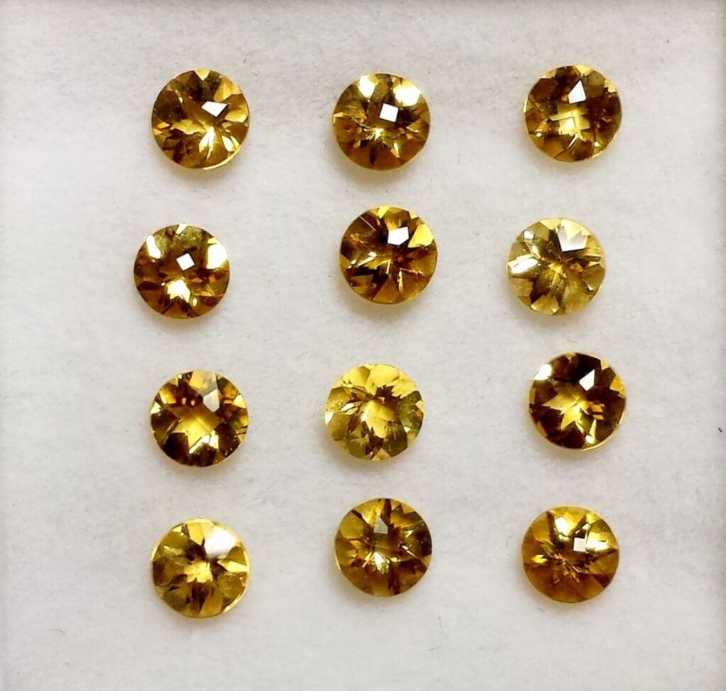 Citrine Round Checkerboard Top 4mm (12 Pcs) - Gold Crown Jewelry