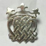 Estate European Heart Royal Crown Crest 925 Silver Pin