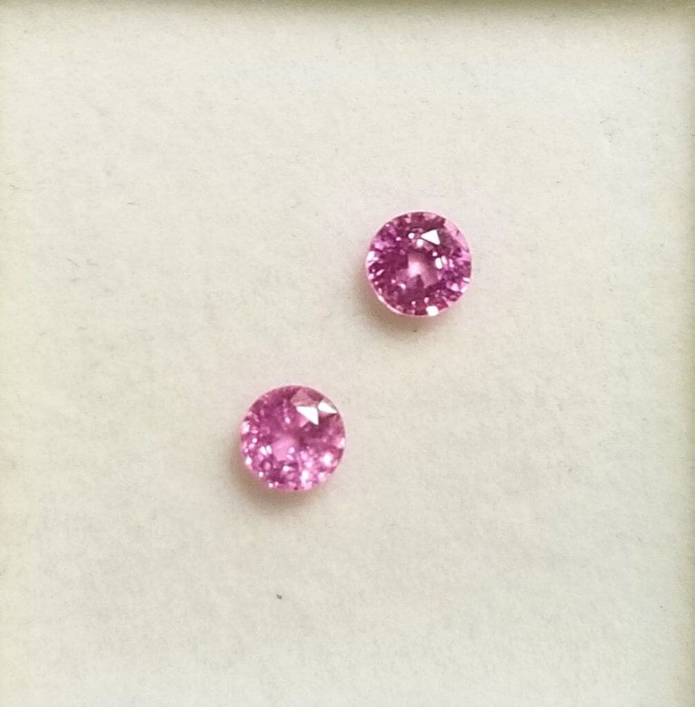 Sapphire Pink Round 4.25mm 0.86ctw (2Pcs) - Gold Crown Jewelry