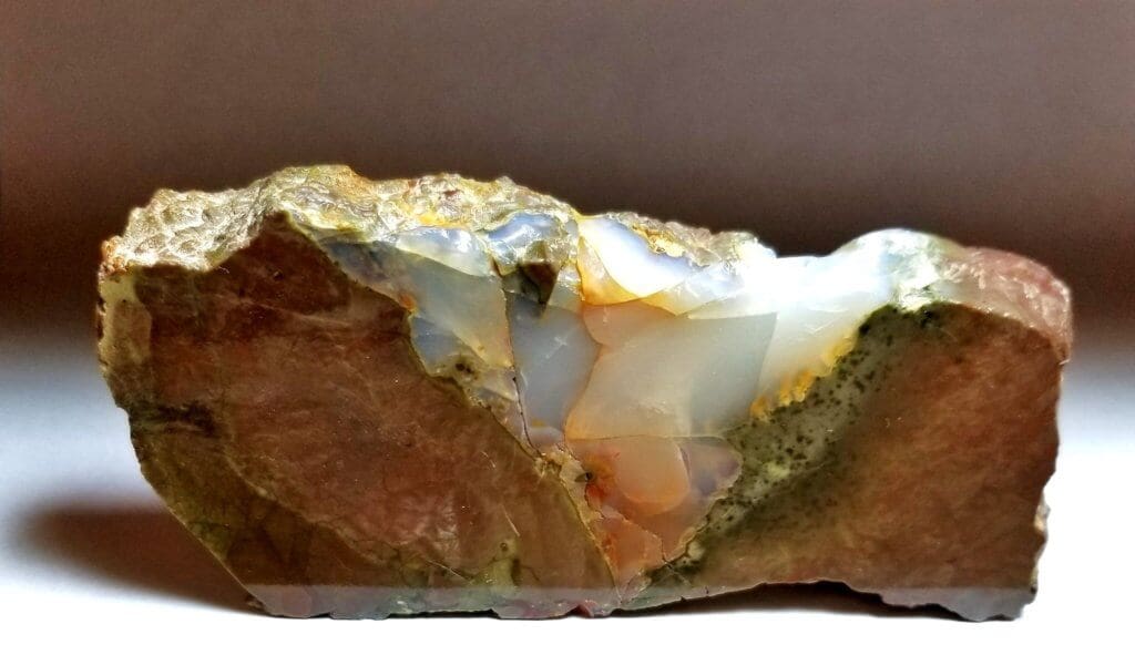 Oregon Opal Butte Specimen Slab 5"LX0.50W"X2.5"L In. 1170 Crts - Gold