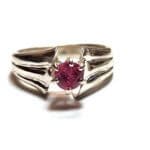 (J1) Pink Tourmaline 0.48ctw 5mm Round 925 Silver Ring #2474G